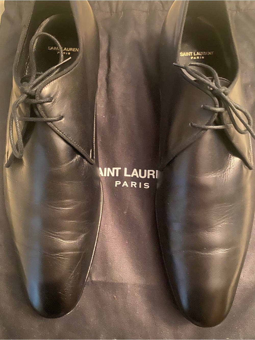 Saint Laurent Men’s Black Leather Lace up Dress Shoe
Dust bag included